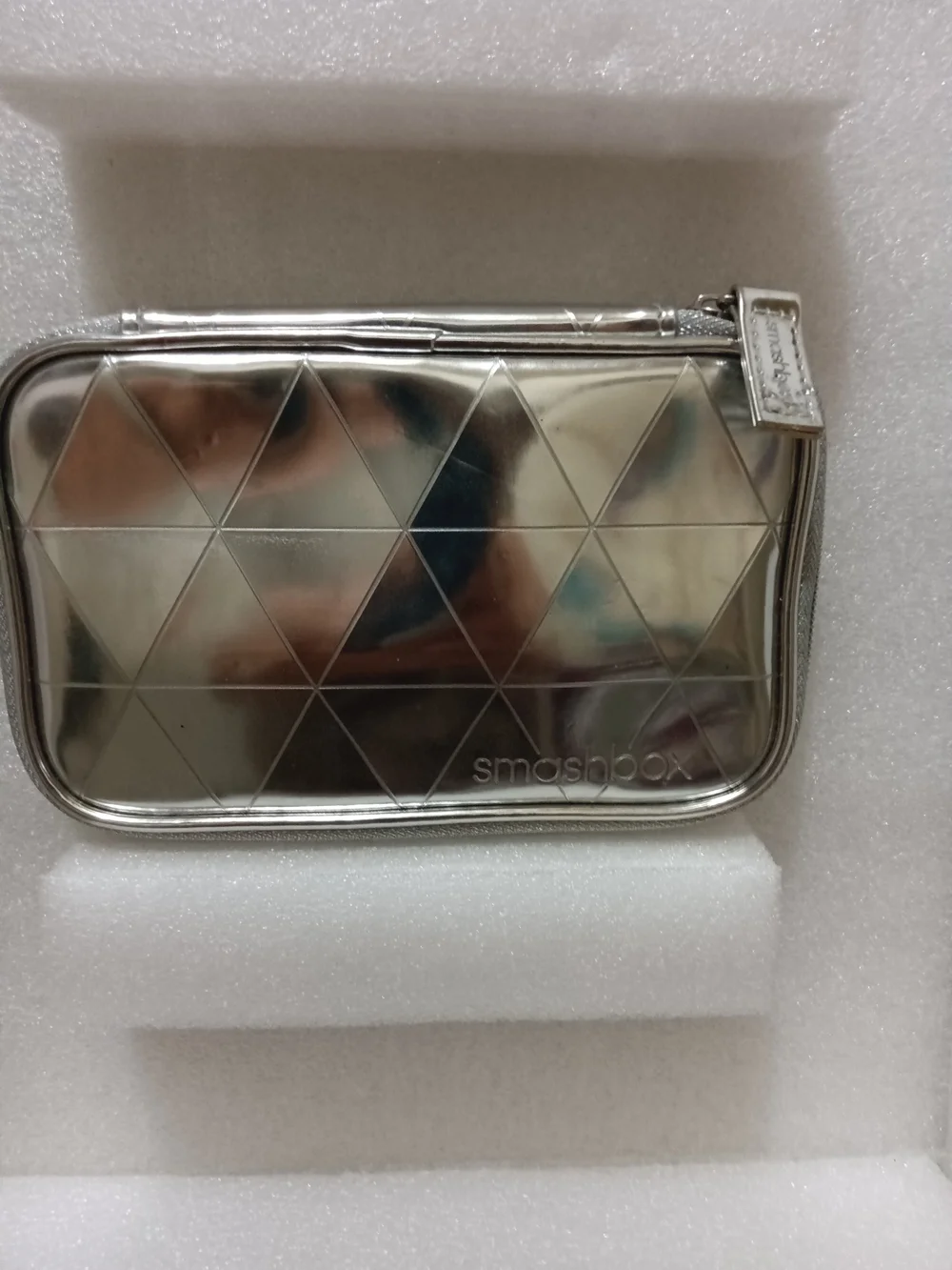 Smashbox Silver Quilted Metallic Makeup Pouch